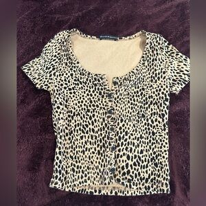 Brandy Melville Cropped Leopard Print Top